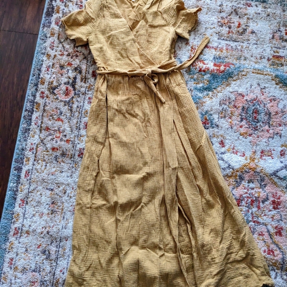 Roolee Eyelet Lace Mustard Dress